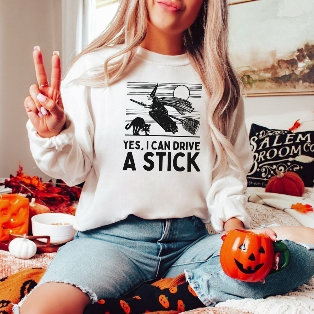 Funny Witch Halloween Trick Or Treat Party Sweatshirt - Picture 1 of 4